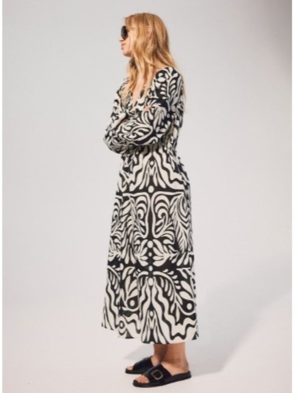 H & M XL Cotton Balloon-Sleeved Woven Dress